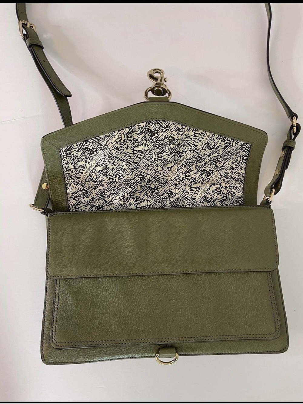 Olive Green Leather Shoulder Bag - Picture 7 of 9